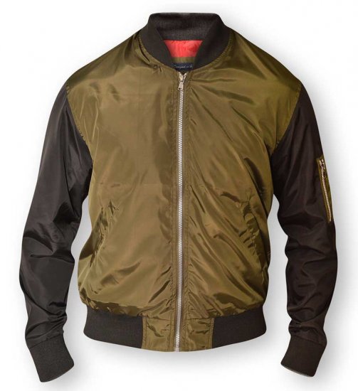 D555 LOUIS Lined Bomber Jacket Khaki/Black - Bundy - Bundy Nadmerné Veľkosti 2XL-8XL