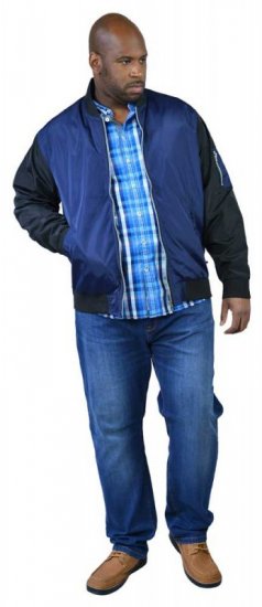 D555 LOUIS Lined Bomber Jacket Navy/Black - Bundy - Bundy Nadmerné Veľkosti 2XL-8XL