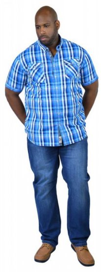 D555 EMANUEL Short Sleeve Turq & Blue Shirt - Košele - Košele 2XL-10XL