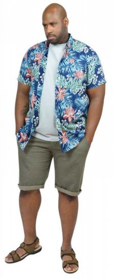 D555 ENRIQUE Short Sleeve Hawaiian Leaf Shirt & T-shirt Combo - Košele - Košele 2XL-10XL