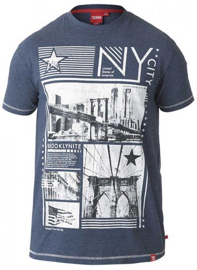 D555 RUEBEN NY City Print T-Shirt Denim - Tričká - Nadrozmerné tričká - 2XL-14XL