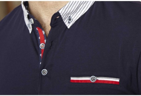 D555 GARFIELD Short Sleeve Stretch Polo Shirt Navy - Polokošele - Polokošele 2XL-8XL