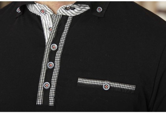 D555 SWANN Short Sleeve Stretch Polo Black - Polokošele - Polokošele 2XL-8XL