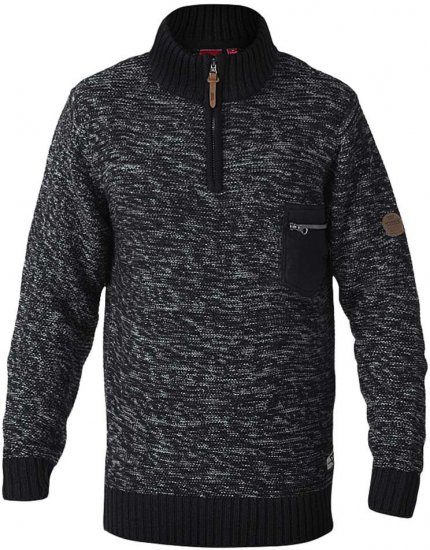 D555 REMINGTON Sweater With Woven Zipper Chest Pocket Black/Charcoal - Mikiny & mikiny bez kapucne - Mikiny & Mikiny s Kapucňou 2XL-12XL