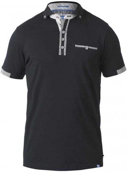 D555 SWANN Short Sleeve Stretch Polo Black - Polokošele - Polokošele 2XL-8XL