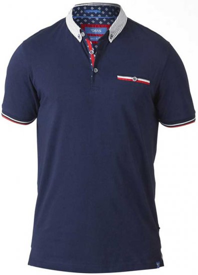 D555 GARFIELD Short Sleeve Stretch Polo Shirt Navy - Polokošele - Polokošele 2XL-8XL