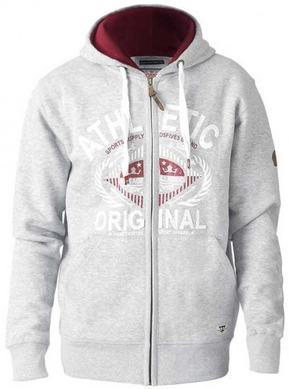 D555 Gabriel Athletic Zip Hoodie Grey - Mikiny & mikiny bez kapucne - Mikiny & Mikiny s Kapucňou 2XL-12XL
