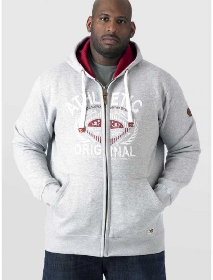 D555 Gabriel Athletic Zip Hoodie Grey - Mikiny & mikiny bez kapucne - Mikiny & Mikiny s Kapucňou 2XL-12XL