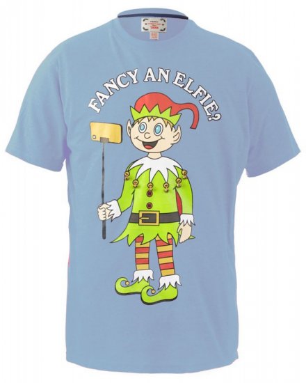D555 Fancy an Elfie T-shirt Blue - Tričká - Nadrozmerné tričká - 2XL-14XL