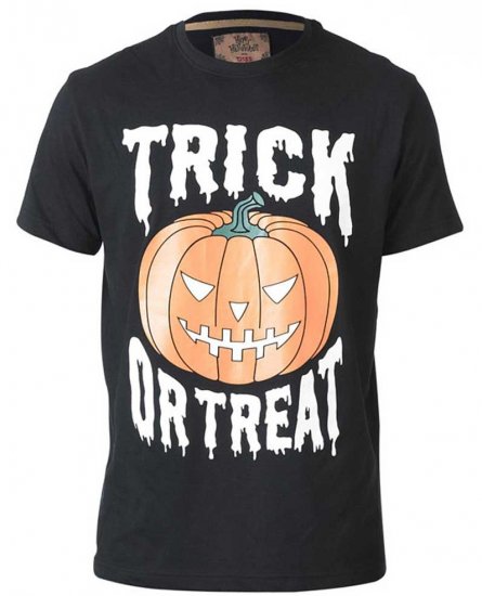 D555 Scary Halloween Pumpkin T-shirt Black - Tričká - Nadrozmerné tričká - 2XL-14XL
