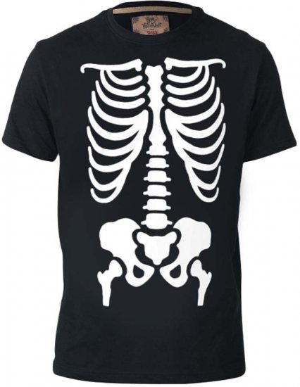 D555 Scary Halloween Skeleton T-shirt Black - Tričká - Nadrozmerné tričká - 2XL-14XL