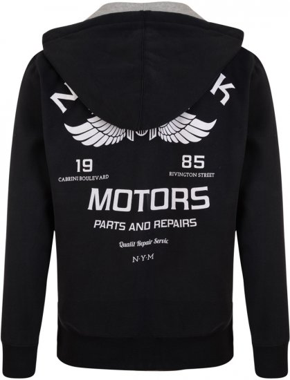 Kam Jeans 773 New York Motors Hoodie Black - Mikiny & mikiny bez kapucne - Mikiny & Mikiny s Kapucňou 2XL-12XL