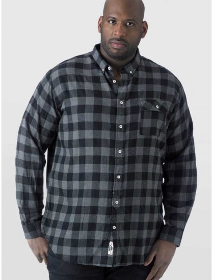 D555 Lawton LS Flannel Shirt Grey - Košele - Košele 2XL-10XL