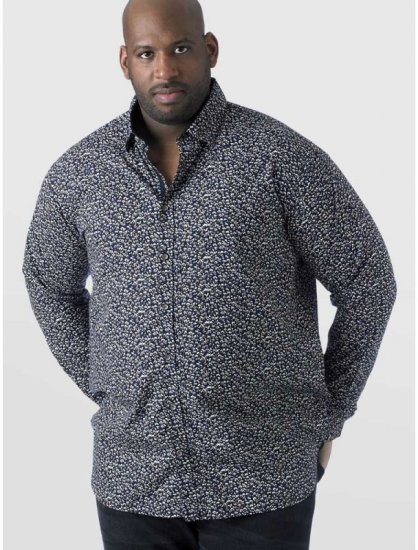 D555 Radcliff LS Printed Shirt Navy - Košele - Košele 2XL-10XL