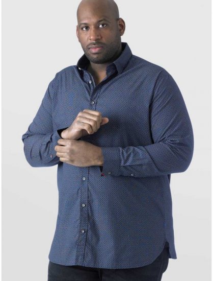 D555 Scott LS Printed Shirt Blue - Košele - Košele 2XL-10XL