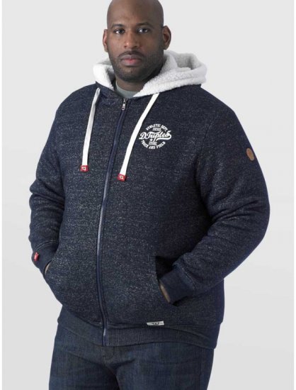 D555 Hulk Fur Lined Zipper Hood Navy - Mikiny & mikiny bez kapucne - Mikiny & Mikiny s Kapucňou 2XL-12XL