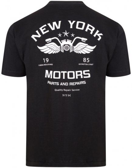 Kam Jeans 5106 NY Motors T-shirt Black - Tričká - Nadrozmerné tričká - 2XL-14XL