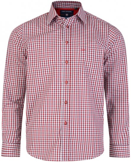 Kam Jeans 6140 Long Sleeve Shirt Red - Košele - Košele 2XL-10XL