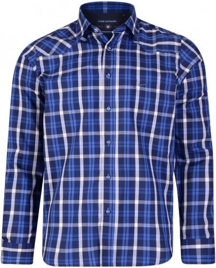 Kam Jeans 6143 Long Sleeve Shirt Navy - Košele - Košele 2XL-10XL