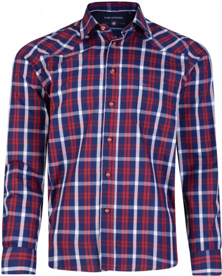 Kam Jeans 6143 Long Sleeve Shirt Red - Košele - Košele 2XL-10XL