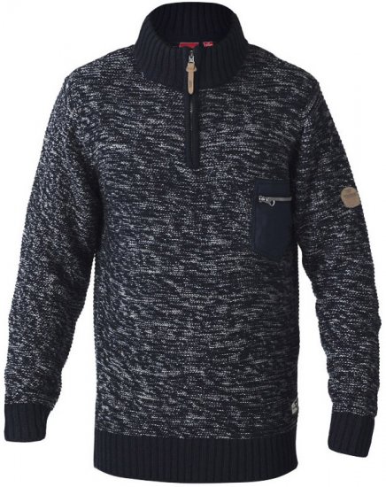 D555 REMINGTON Sweater With Woven Zipper Chest Pocket Navy/Grey - Mikiny & mikiny bez kapucne - Mikiny & Mikiny s Kapucňou 2XL-12XL