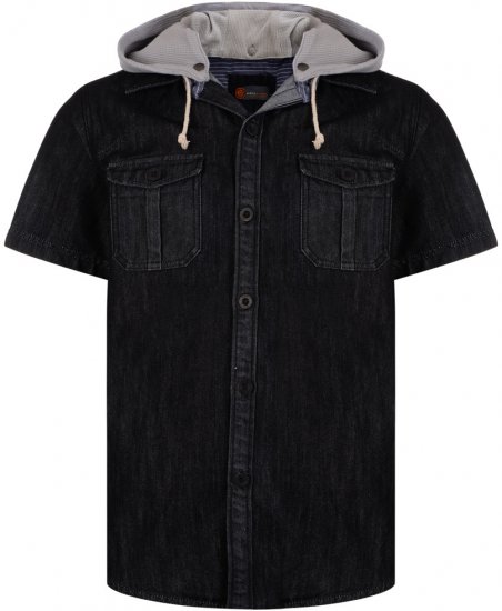 Kam Jeans Luiz Short Sleeve Denim Shirt Black - Košele - Košele 2XL-10XL