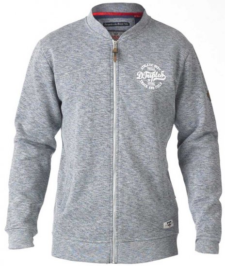 D555 Sandford Sweat Jacket Grey - Mikiny & mikiny bez kapucne - Mikiny & Mikiny s Kapucňou 2XL-12XL