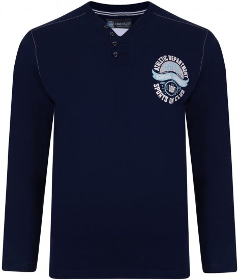 Kam Jeans 5205 Long Sleeve T-shirt Navy - Tričká - Nadrozmerné tričká - 2XL-14XL