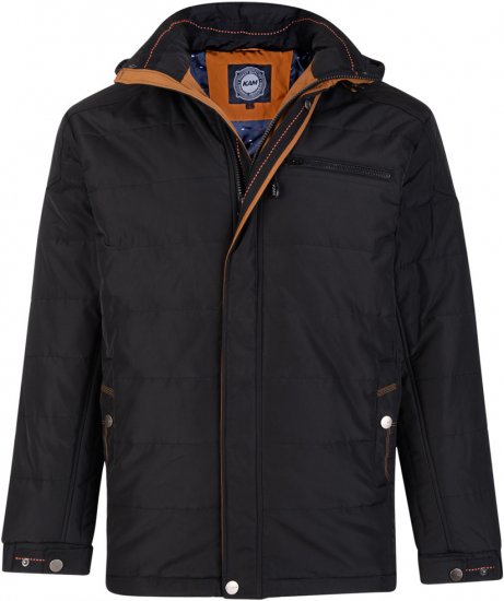 Kam Jeans 65 Padded Jacket Black - Bundy - Bundy Nadmerné Veľkosti 2XL-8XL