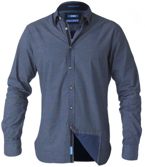 D555 Scott LS Printed Shirt Blue - Košele - Košele 2XL-10XL