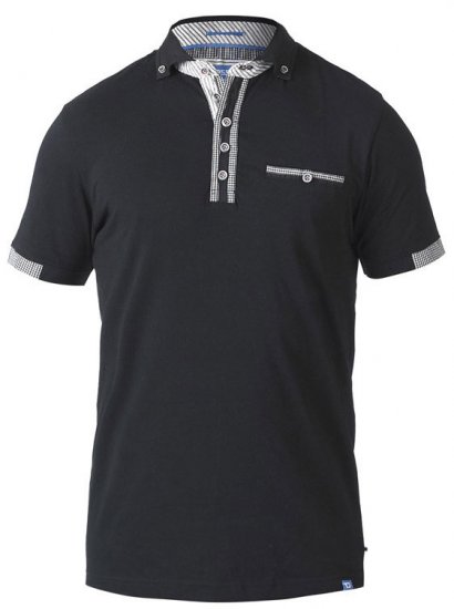 D555 SWANN Short Sleeve Stretch Polo Black - Polokošele - Polokošele 2XL-8XL