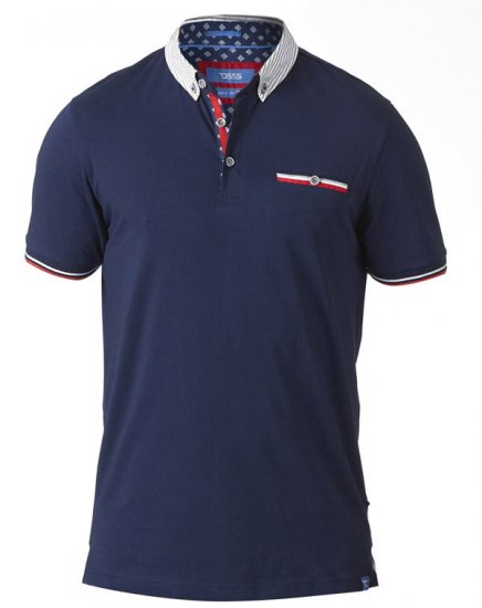 D555 GARFIELD Short Sleeve Stretch Polo Shirt Navy - Polokošele - Polokošele 2XL-8XL