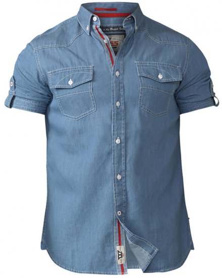 D555 Nathan Short Sleeve Shirt Blue - Košele - Košele 2XL-10XL