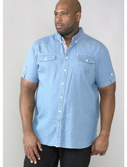 D555 Nathan Short Sleeve Shirt Blue - Košele - Košele 2XL-10XL