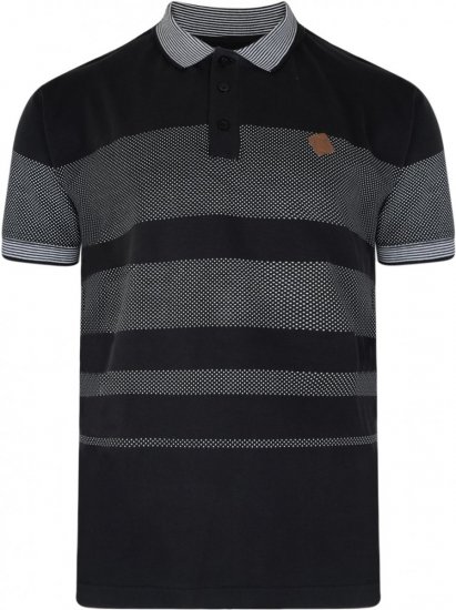 Kam Jeans 5222 Stripe and Dot Polo Black - Polokošele - Polokošele 2XL-8XL