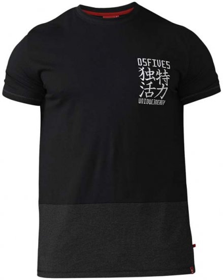 D555 Emerson T-shirt Black & Charcoal - Tričká - Nadrozmerné tričká - 2XL-14XL