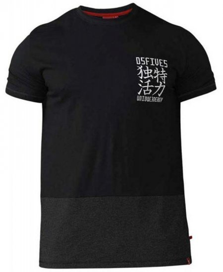 D555 Emerson T-shirt Black & Charcoal - Tričká - Nadrozmerné tričká - 2XL-14XL