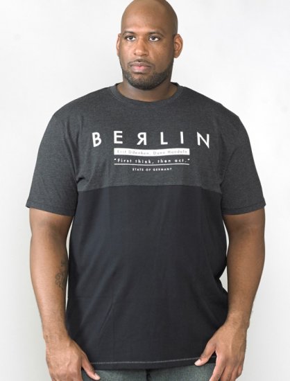 D555 Hamish T-shirt Charcoal & Black - Tričká - Nadrozmerné tričká - 2XL-14XL