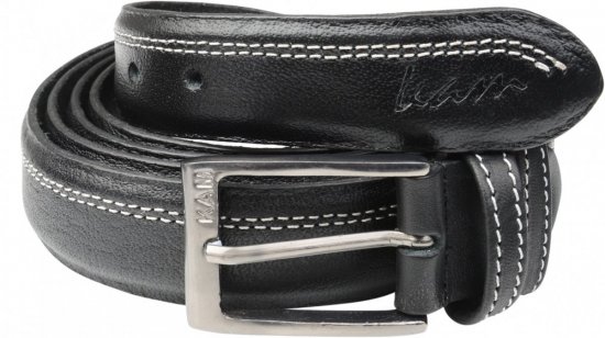 Kam Jeans 916 Leather Belt Black, 4cm - Opasky - Opasky W40-W70/2XL-8XL