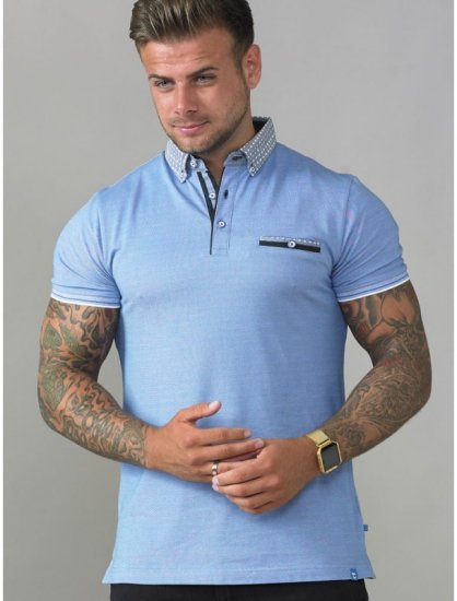 D555 Journey Fine Melange Polo Blue - Polokošele - Polokošele 2XL-8XL