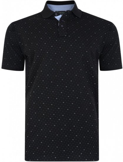 Kam Jeans 5223 Printed Dobby Polo Black - Polokošele - Polokošele 2XL-8XL
