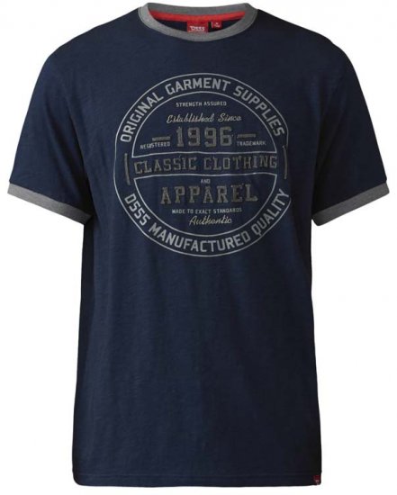 D555 Wilfred T-shirt Navy - Tričká - Nadrozmerné tričká - 2XL-14XL
