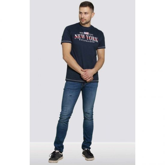 D555 Thornton Embroidery T-shirt Navy - Tričká - Nadrozmerné tričká - 2XL-14XL