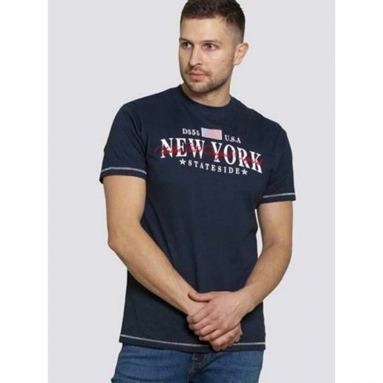 D555 Thornton Embroidery T-shirt Navy - Tričká - Nadrozmerné tričká - 2XL-14XL