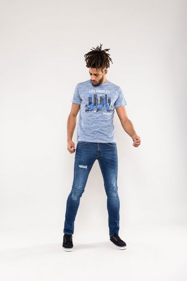 D555 Hobart LA Printed T-Shirt Blue - Tričká - Nadrozmerné tričká - 2XL-14XL