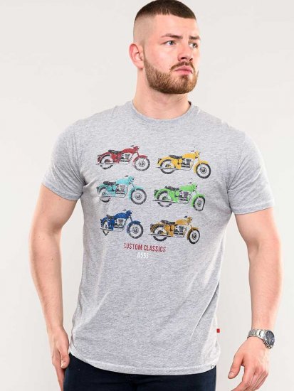D555 Bathurst Custom Classics Motorbike Printed T-Shirt Grey - Tričká - Nadrozmerné tričká - 2XL-14XL