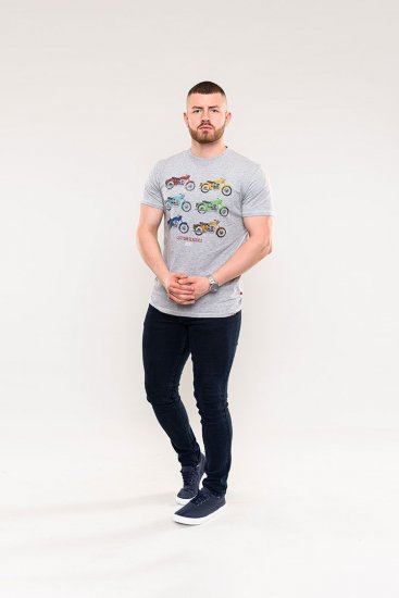 D555 Bathurst Custom Classics Motorbike Printed T-Shirt Grey - Tričká - Nadrozmerné tričká - 2XL-14XL