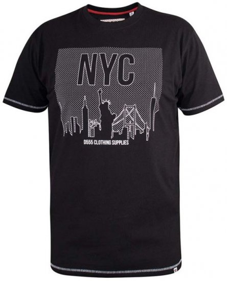 D555 Willoughby NYC Dot Printed T-Shirt Black - Tričká - Nadrozmerné tričká - 2XL-14XL