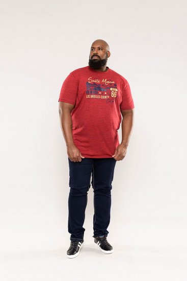 D555 Brisbane Santa Monica Route 66 Printed T-Shirt Red - Tričká - Nadrozmerné tričká - 2XL-14XL