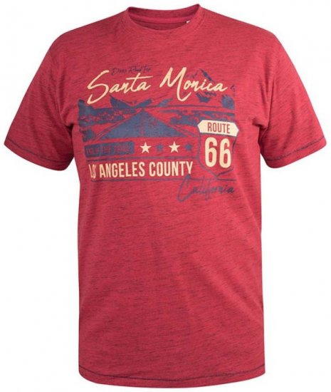 D555 Brisbane Santa Monica Route 66 Printed T-Shirt Red - Tričká - Nadrozmerné tričká - 2XL-14XL